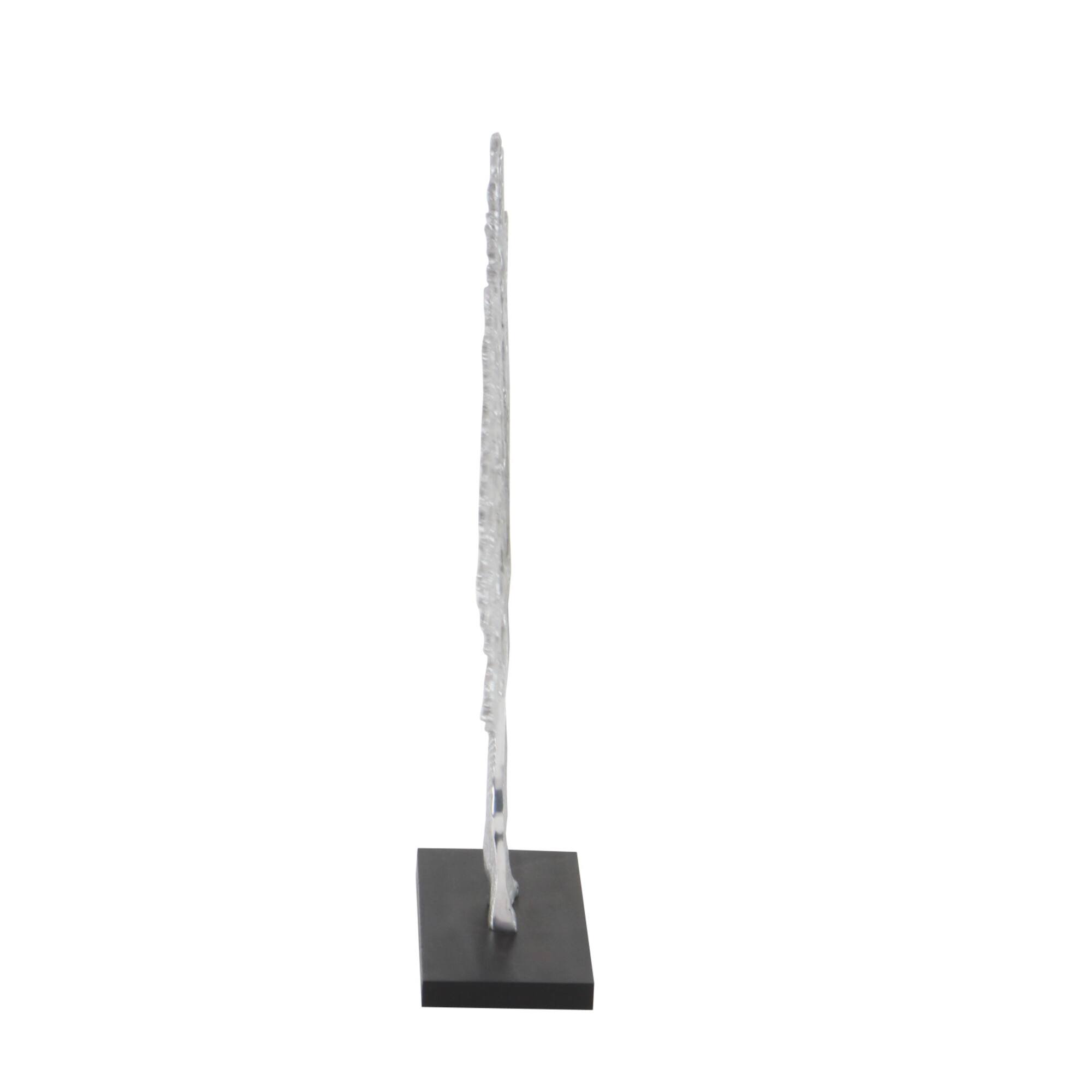 19" Silver Aluminum & Wood Tree-Inspired Contemporary Sculpture
